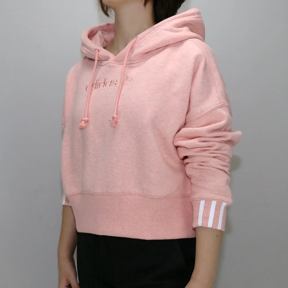 NWT ADIDAS ORIGINALS WOMENS COEEZE CROPPED HOODIE PINK DU2353 - Picture 2 of 9